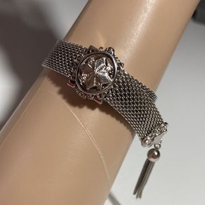 PAMAR VINTAGE SILVERTONE TASSEL MESH BRACELET